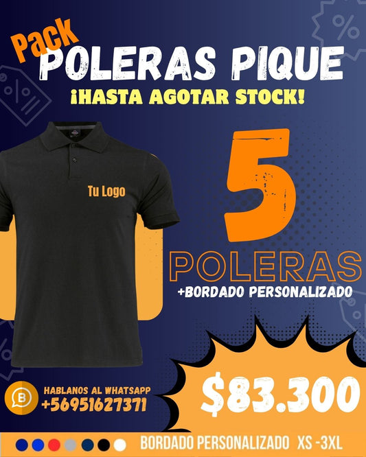 Pack 5 Poleras Pique M/C